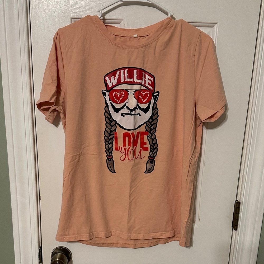 Peach Graphic Tee Willie Nelson Design